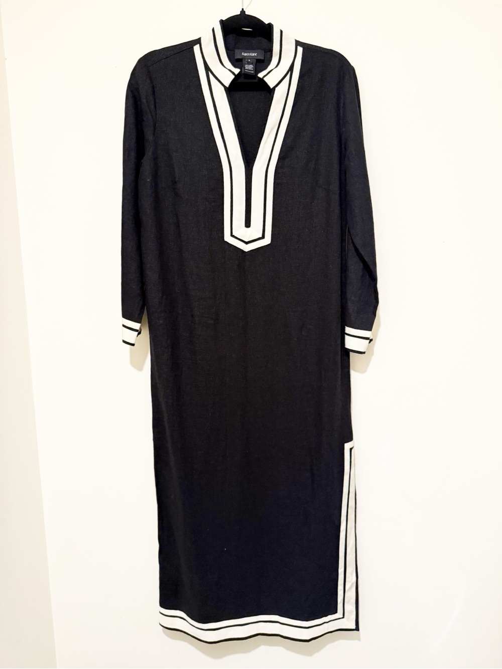 Karen Kane Black Maxi Dress with White Trim